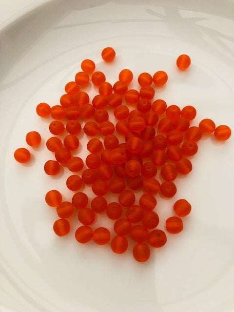 Gutermann Matt Glass Beads 6mm Orange