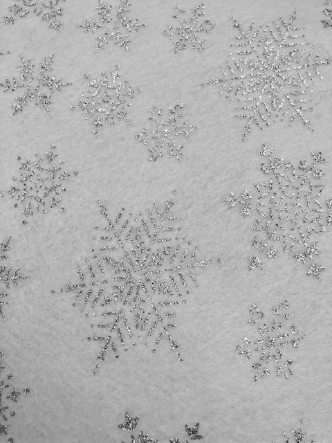 Glitter Felt : Snowflakes White