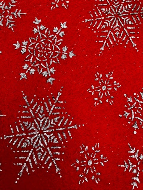 Glitter Felt Snowflakes Red