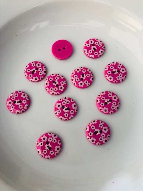 Flower Button Pink 18mm