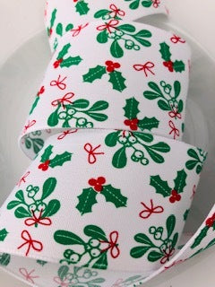 Holly and Mistletoe Christmas Ribbon