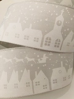 Snowy Village Christmas Ribbon