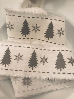 Frayed Edge Fir Tree Christmas Ribbon