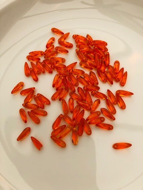 Gutermann Glass Tear Drops Beads 3570 5mm Orange