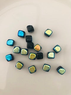 Gutermann Cube Glass Beads 6975 8mm Black/Opal