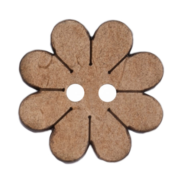 Wooden Coconut Flower Button 20mm