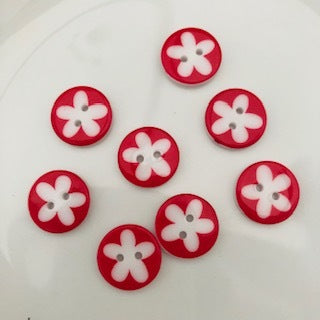 Flower Button Red 17mm