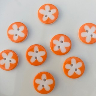 Flower Button Orange 17mm