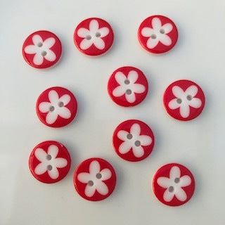 Flower Button Red 13mm