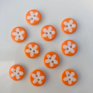 Flower Button Orange 13mm