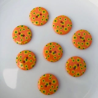 Flower Button Orange 18mm