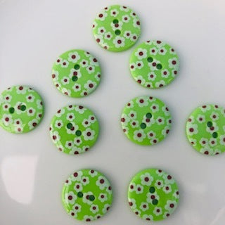 Flower Button Green 18mm