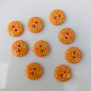 Flower Button Orange 12mm