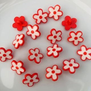 Flower Button Red 15mm
