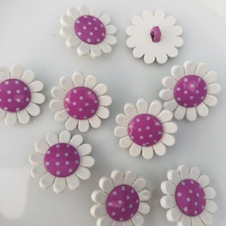 Flower Button Dot Daisy Lilac 22mm