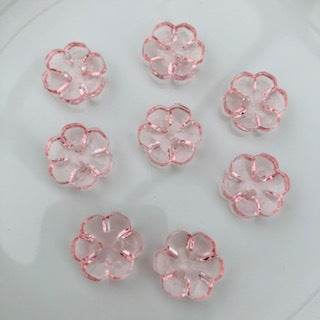 Six Petal Flower Clear button 18mm  Light Pink