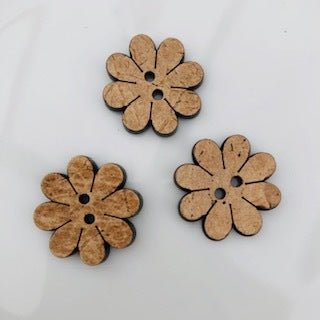 Wooden Coconut Flower Button 25mm