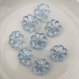 Clear Flower Button Pale Blue