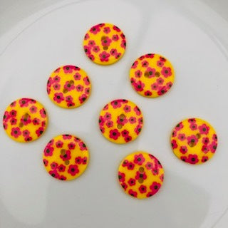 Flower Buttons 18mm Yellow