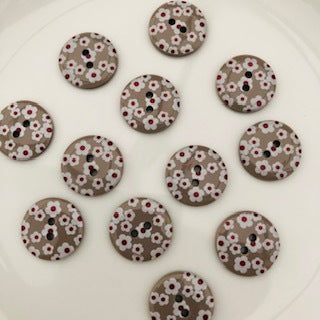 Flower Button 18mm Fawn