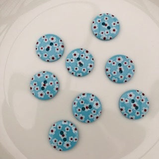 Flower Button 18mm Light Blue