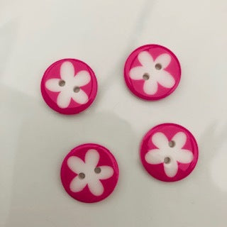 Flower Button 17mm Dark Pink