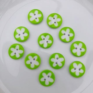 Flower Button 17mm Light Green