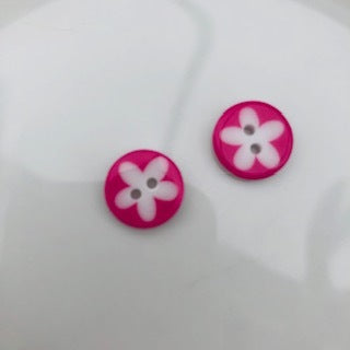 Flower Button 13mm Dark Pink