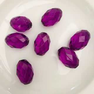 Diamond Cut Oval Cut Bead : Purple
