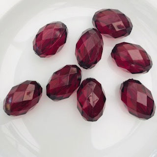 Oval Diamond Cut Bead : Claret