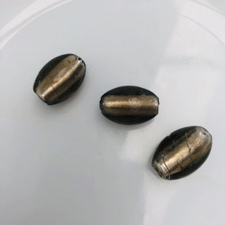 Oval Medium Glass Bead : Grey