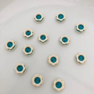Flower Shaped Button 10mm Turquoise