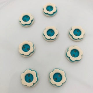 Flower shaped Button 12mm Turquoise