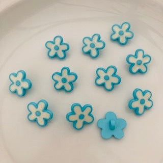 Flower Shaped Button 15mm Light Blue