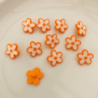 Flower Shaped Button 15mm Orange