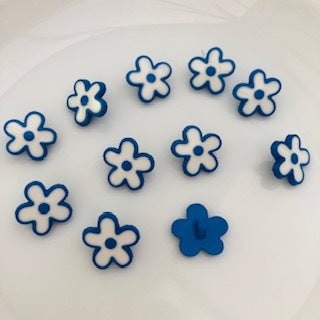 Flower Shaped Button 15mm Navy