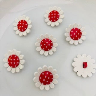 Dot Daisy Button 23mm Red