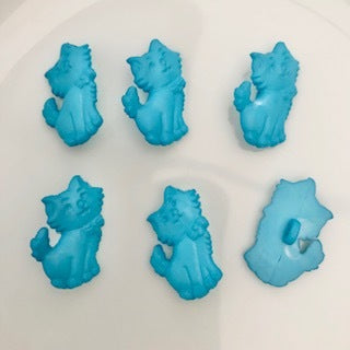 Cat Button 22.5mm blue