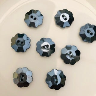 Sparkling Flower Button Black