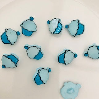 Cupcake Button 11mm Blue