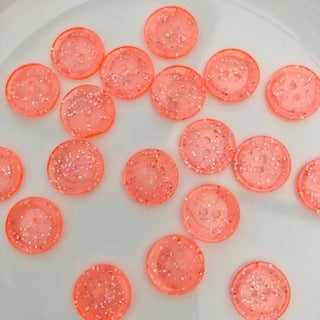 Transparent Glitter Button 15mm Peach