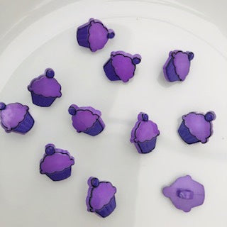 Cupcake Button 11mm Purple