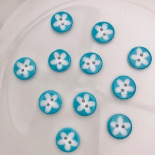 Flower Button 13mm Turquoise