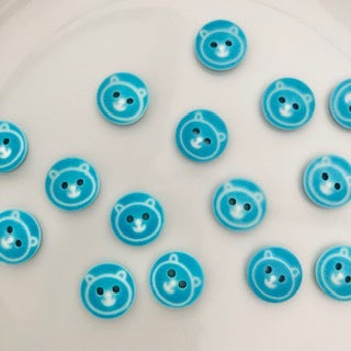 Teddy Bear Button 13mm Turquoise