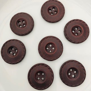 Leather Look Button 25mm Dark Brown