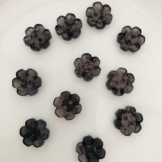Flower Clear Button Black