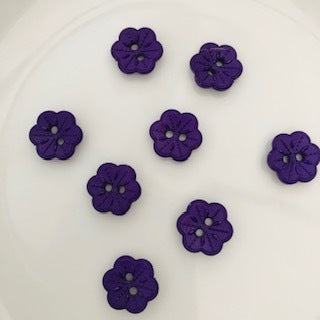 Flower Button 15mm Purple