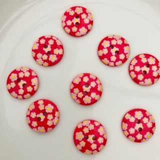 Flower Button 18mm Rose