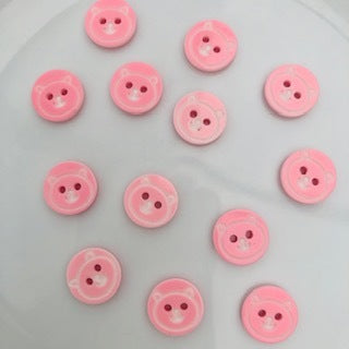 Teddy Bear Button 13mm Pink
