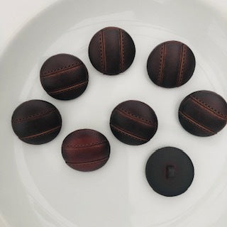 Leather Look Button 25mm Brown